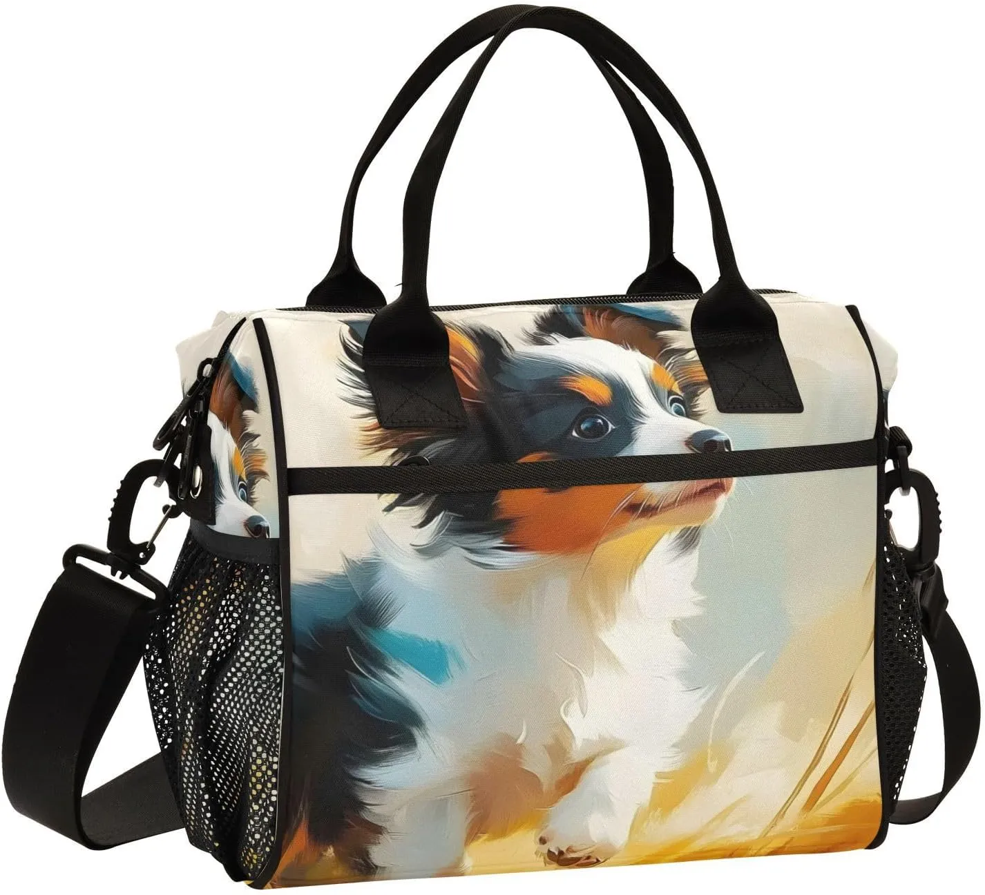 Lunch Bag Cute Dog Grassland Lunch Box for Women Men Reusable Lunch Tote Shoulder Bag Leakproof Thermal Insulated Lunch Containers for Work Picnic Travel