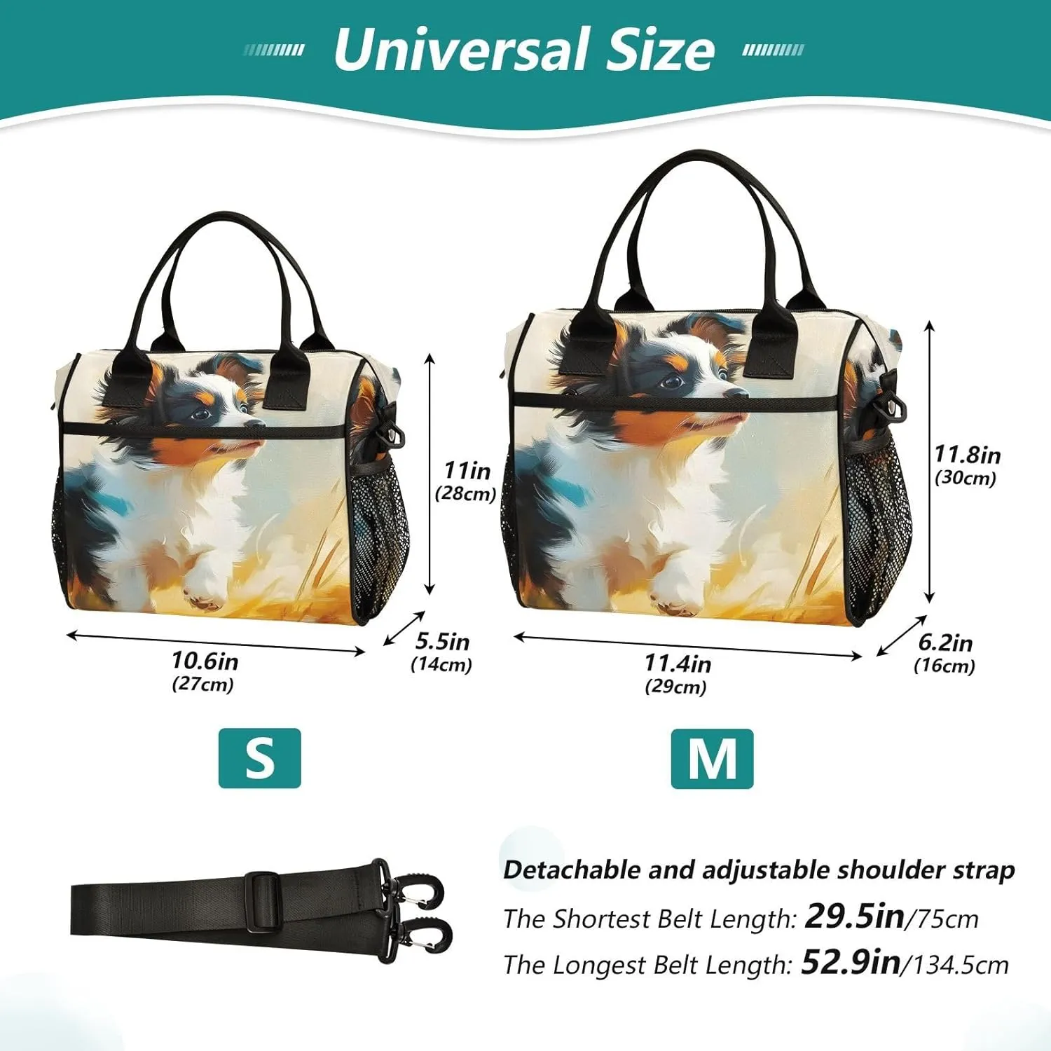 Lunch Bag Cute Dog Grassland Lunch Box for Women Men Reusable Lunch Tote Shoulder Bag Leakproof Thermal Insulated Lunch Containers for Work Picnic Travel