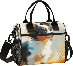 Lunch Bag Cute Dog Grassland Lunch Box for Women Men Reusable Lunch Tote Shoulder Bag Leakproof Thermal Insulated Lunch Containers for Work Picnic Travel