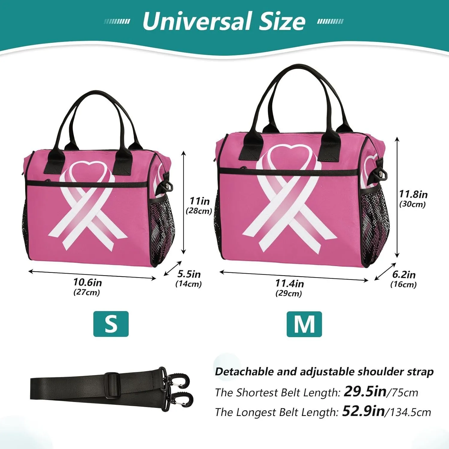Lunch Bag Fight Breast Cancer Lunch Box Cooler Bag Reusable Tote Shoulder Bag Insulated Lunch Bag for Outdoor Picnic Camping