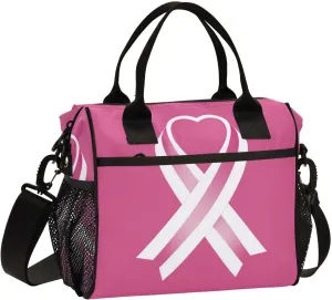 Lunch Bag Fight Breast Cancer Lunch Box Cooler Bag Reusable Tote Shoulder Bag Insulated Lunch Bag for Outdoor Picnic Camping