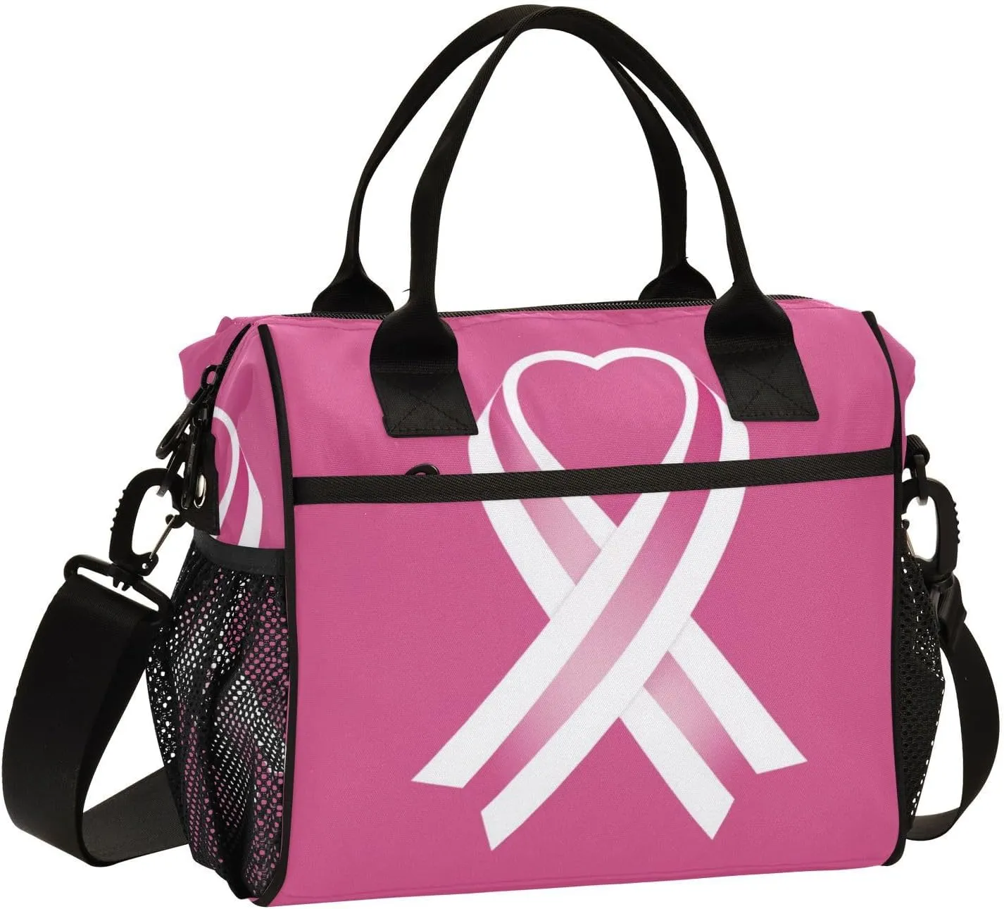 Lunch Bag Fight Breast Cancer Lunch Box Cooler Bag Reusable Tote Shoulder Bag Insulated Lunch Bag for Outdoor Picnic Camping