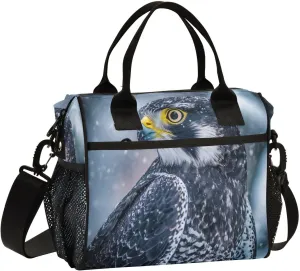 Lunch Bag for Women, Insulated Lunch Box Women with Adjustable Shoulder Strap, Reusable Lunch Tote Bag for work Picnic Hiking-M（Prairie Falcon）