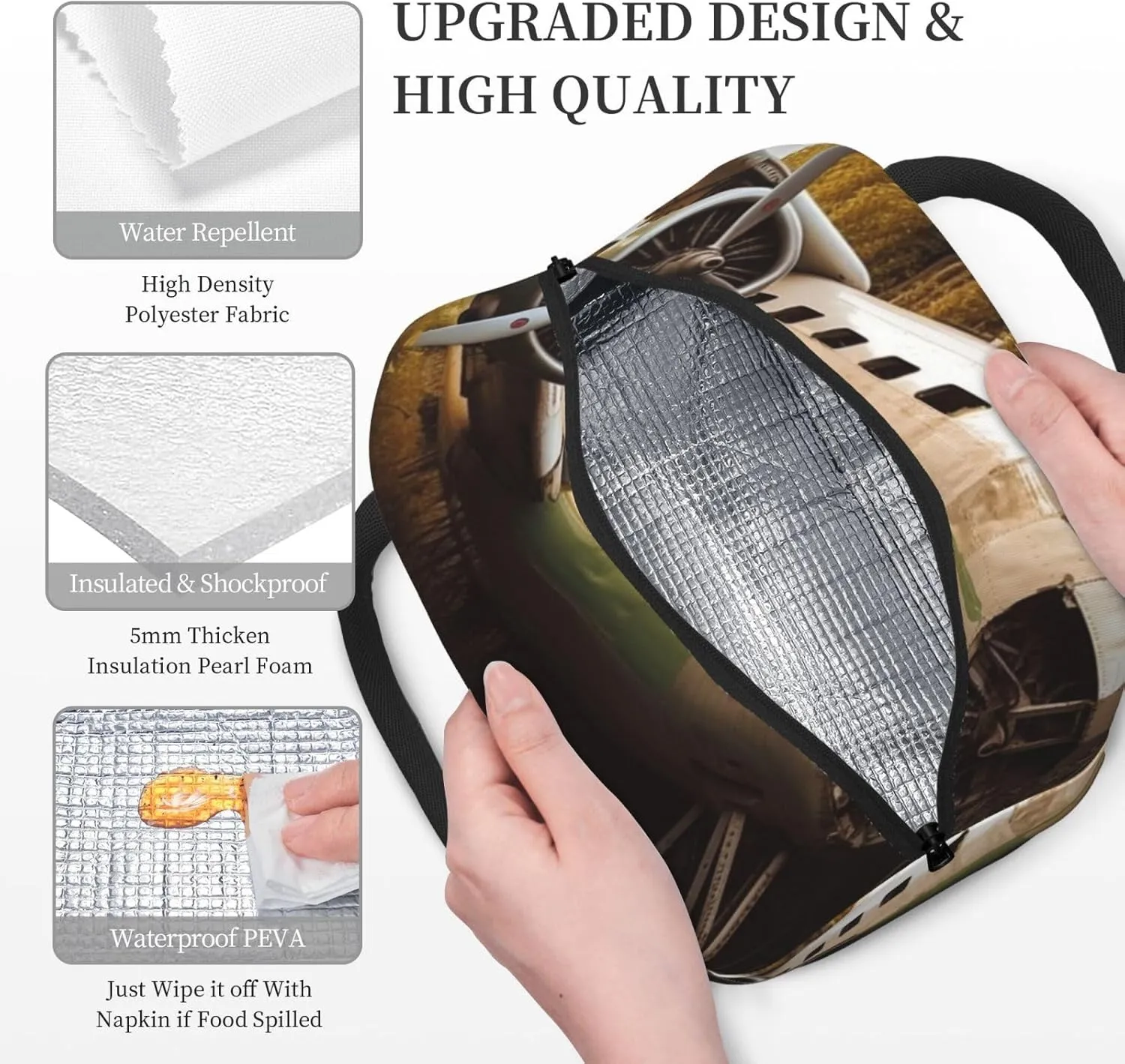 Lunch Bag for Women Men Abandoned Plane Insulated Lunch Box for Adult Reusable Lunch Tote Bag for Work Picnic Travel