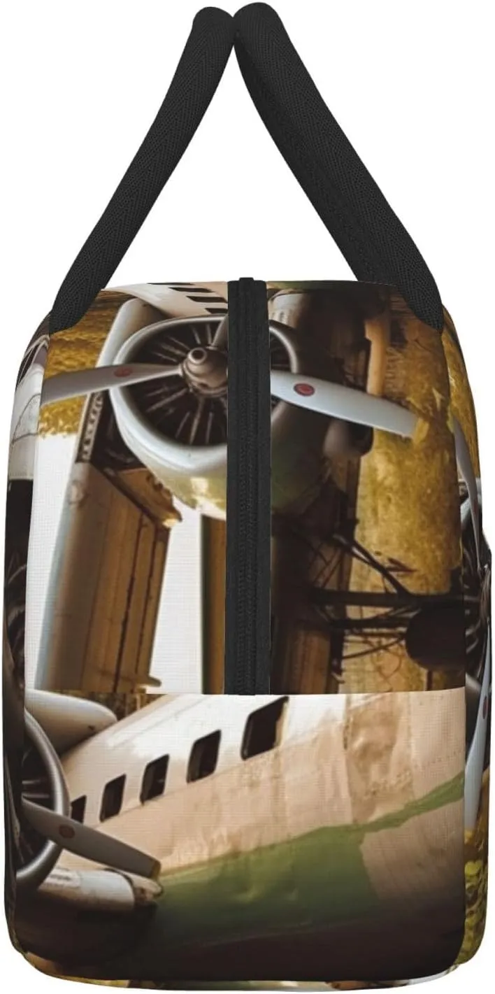 Lunch Bag for Women Men Abandoned Plane Insulated Lunch Box for Adult Reusable Lunch Tote Bag for Work Picnic Travel