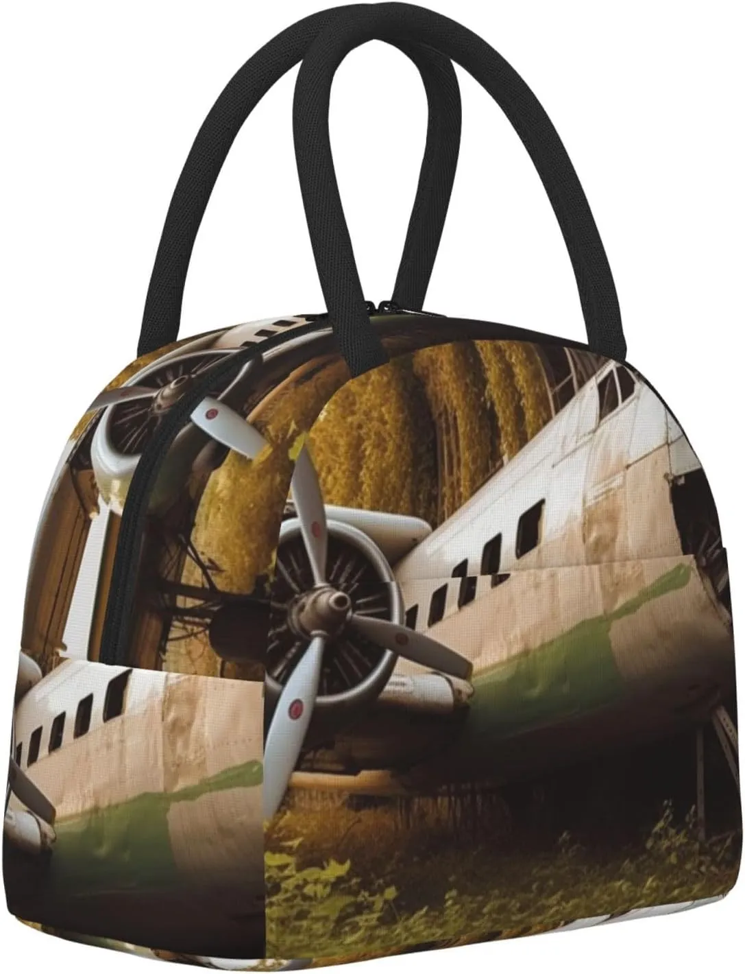 Lunch Bag for Women Men Abandoned Plane Insulated Lunch Box for Adult Reusable Lunch Tote Bag for Work Picnic Travel