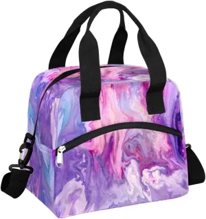 Lunch Bag for Women Men Gradient Meteorite Texture Reusable Durable Insulated Lunch Box for Work Office Picnic Beach Hiking Lunch Tote Bag with Adjustable Shoulder Strap