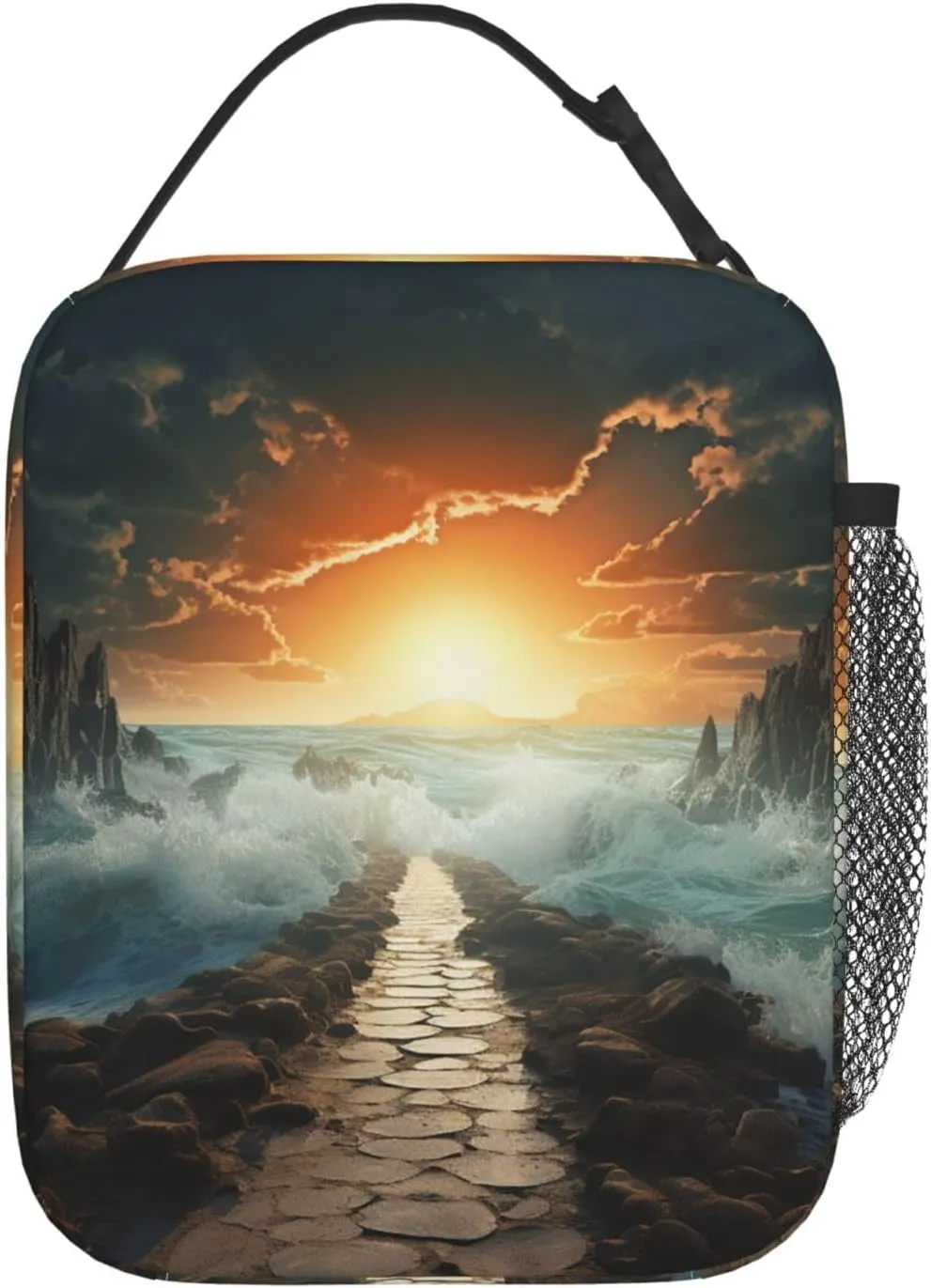 Lunch Bag for Women Men Lunch Box Insulated Cooler Bag Divided Sea Pathway Lunch Tote Bags for Work Office