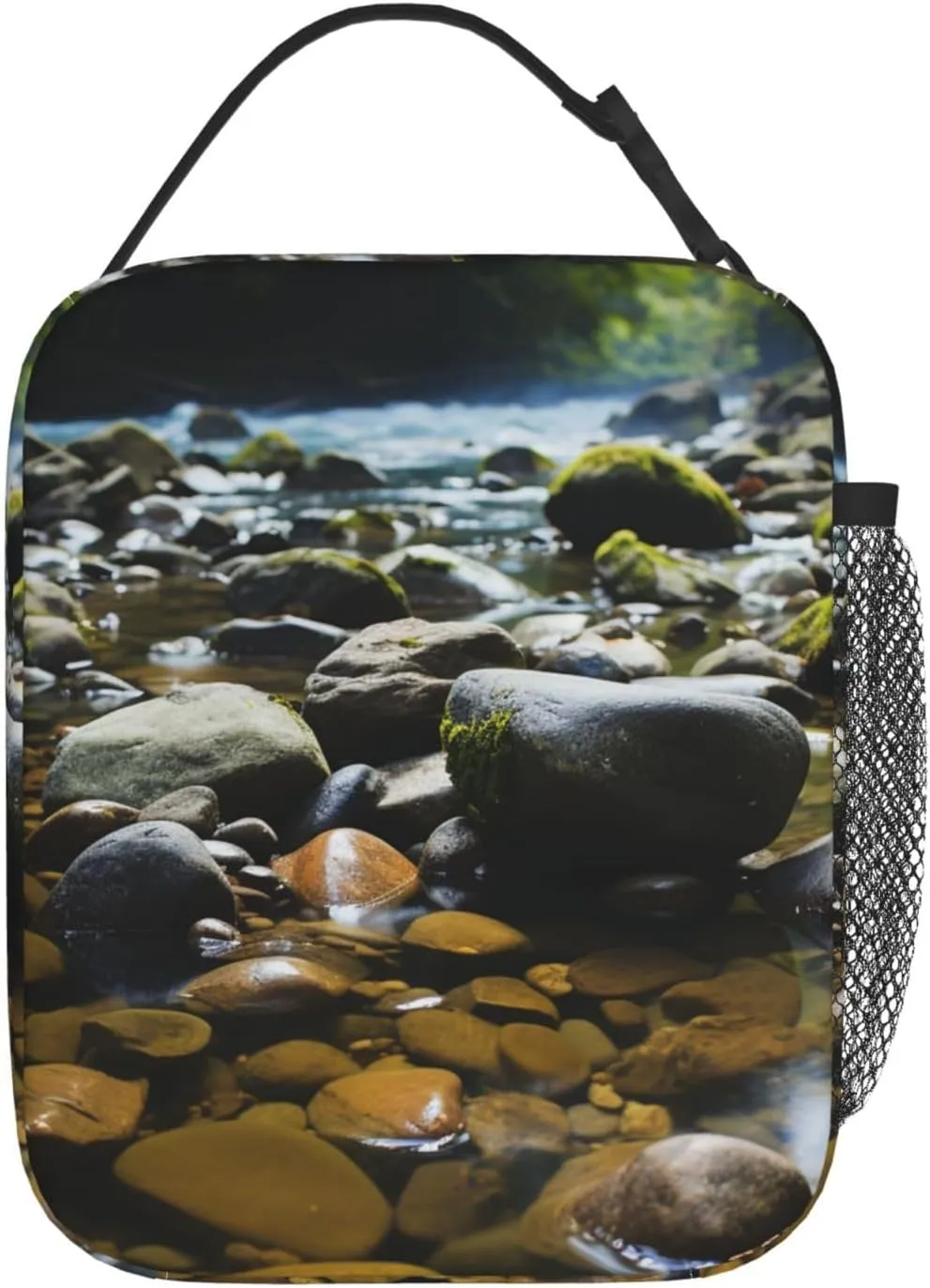 Lunch Bag for Women Men Lunch Box Insulated Cooler Bag Stream stones Lunch Tote Bags for Work Office