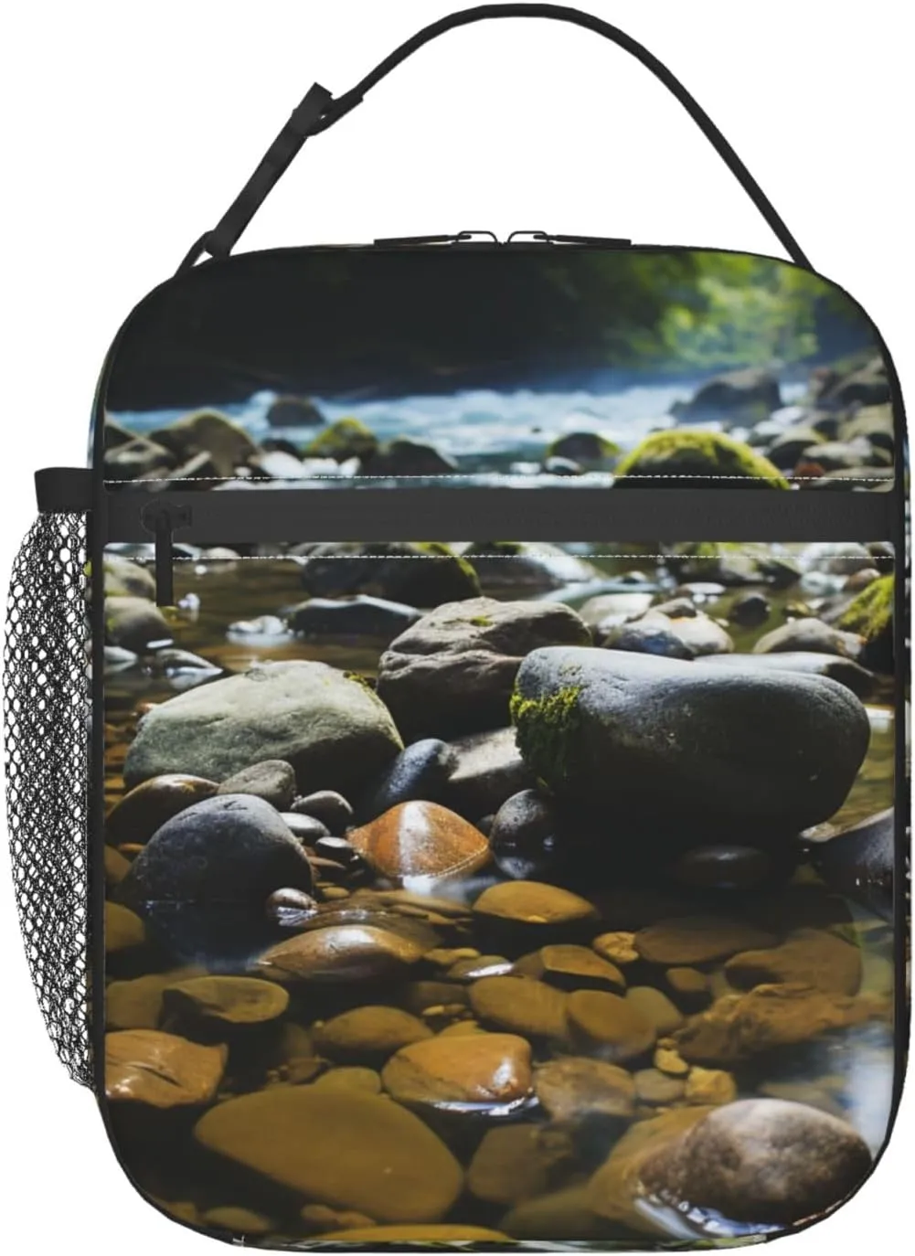 Lunch Bag for Women Men Lunch Box Insulated Cooler Bag Stream stones Lunch Tote Bags for Work Office