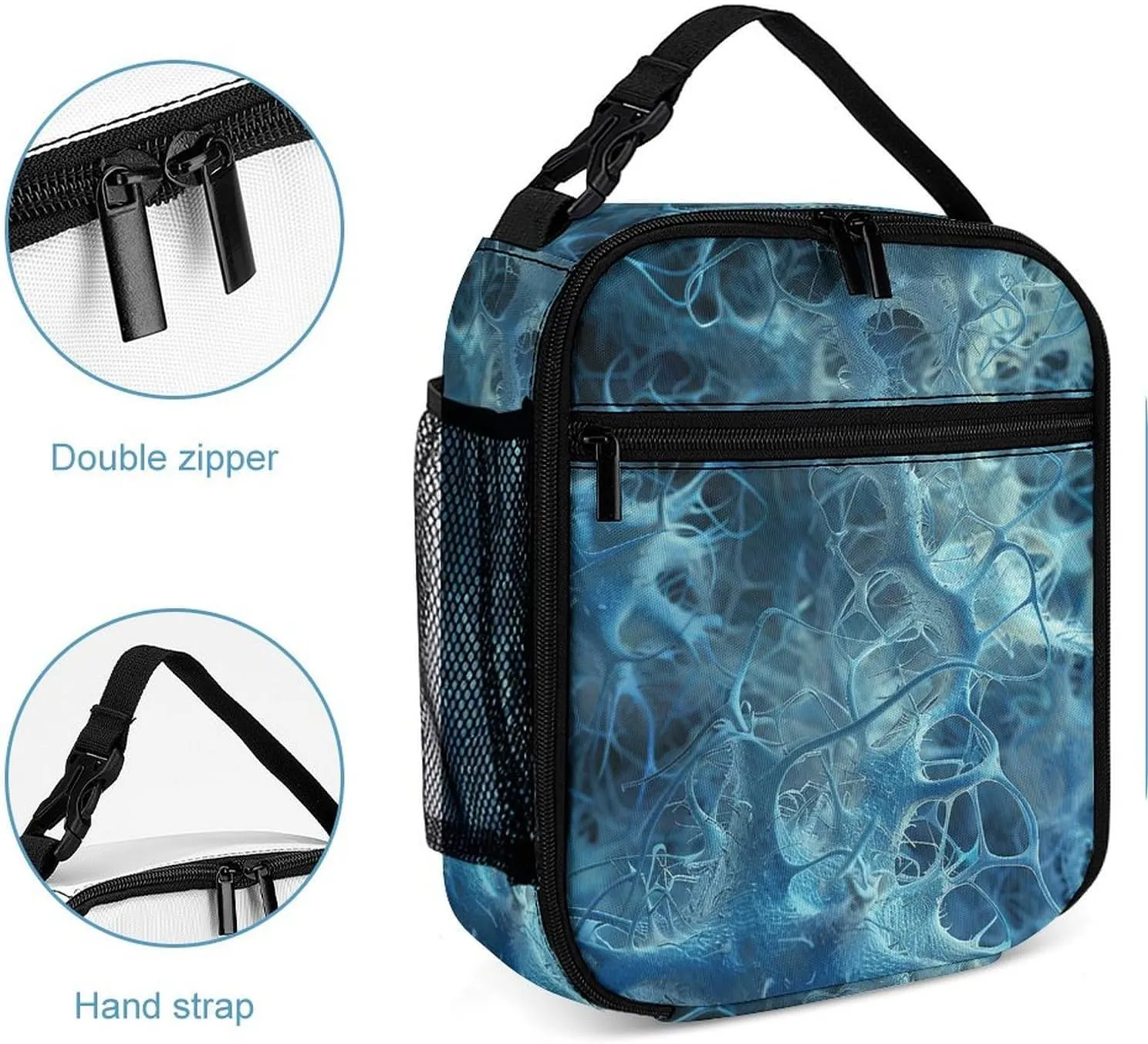 Lunch Bag for Women Men Lunch Box Reusable Blue Neuron Picture Lunch Tote Bag Insulated Cooler Bag