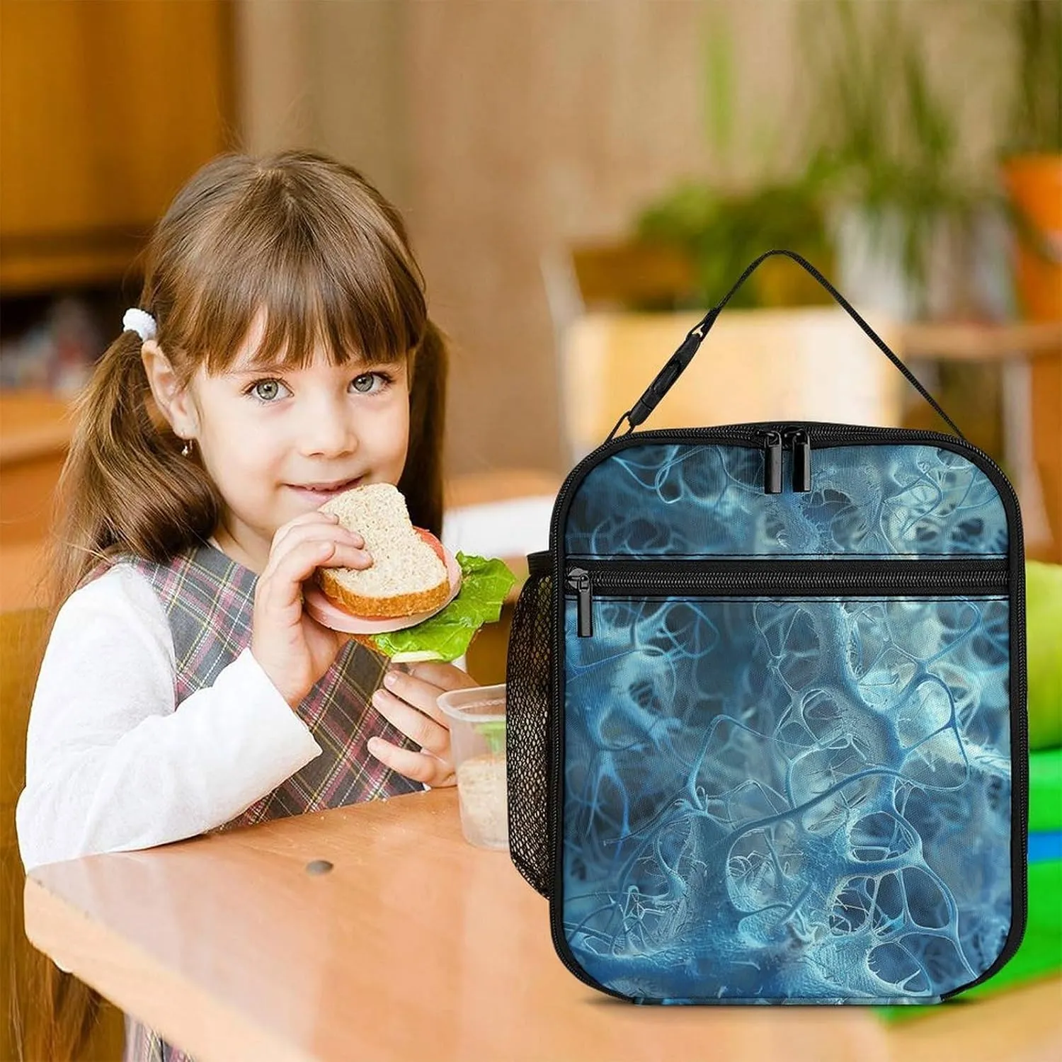 Lunch Bag for Women Men Lunch Box Reusable Blue Neuron Picture Lunch Tote Bag Insulated Cooler Bag