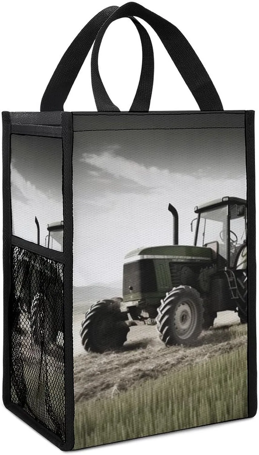 Lunch Bag for Women Men Lunch Box Reusable Tractor Agriculture Tranquil Lunch Tote Bag Leakproof Lunch Cooler Bag for Work