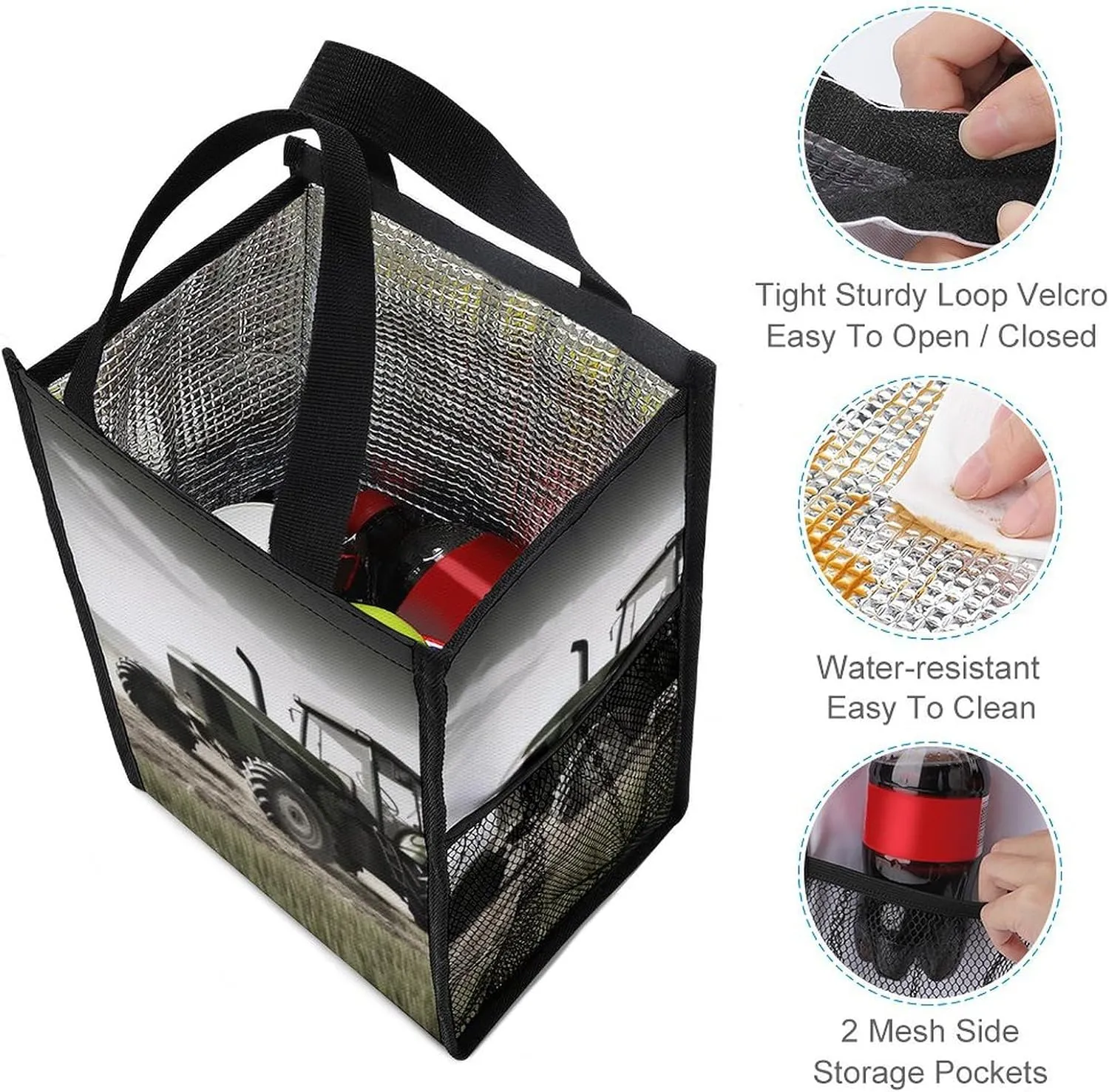 Lunch Bag for Women Men Lunch Box Reusable Tractor Agriculture Tranquil Lunch Tote Bag Leakproof Lunch Cooler Bag for Work