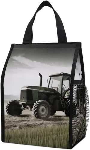 Lunch Bag for Women Men Lunch Box Reusable Tractor Agriculture Tranquil Lunch Tote Bag Leakproof Lunch Cooler Bag for Work