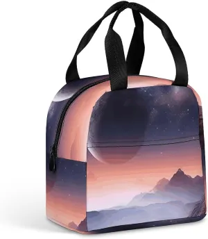 Lunch Bag for Women Men Portable Insulated Lunch Box Galaxy Nature Planet LunchBox Reusable Tote Bags for Work Picnic