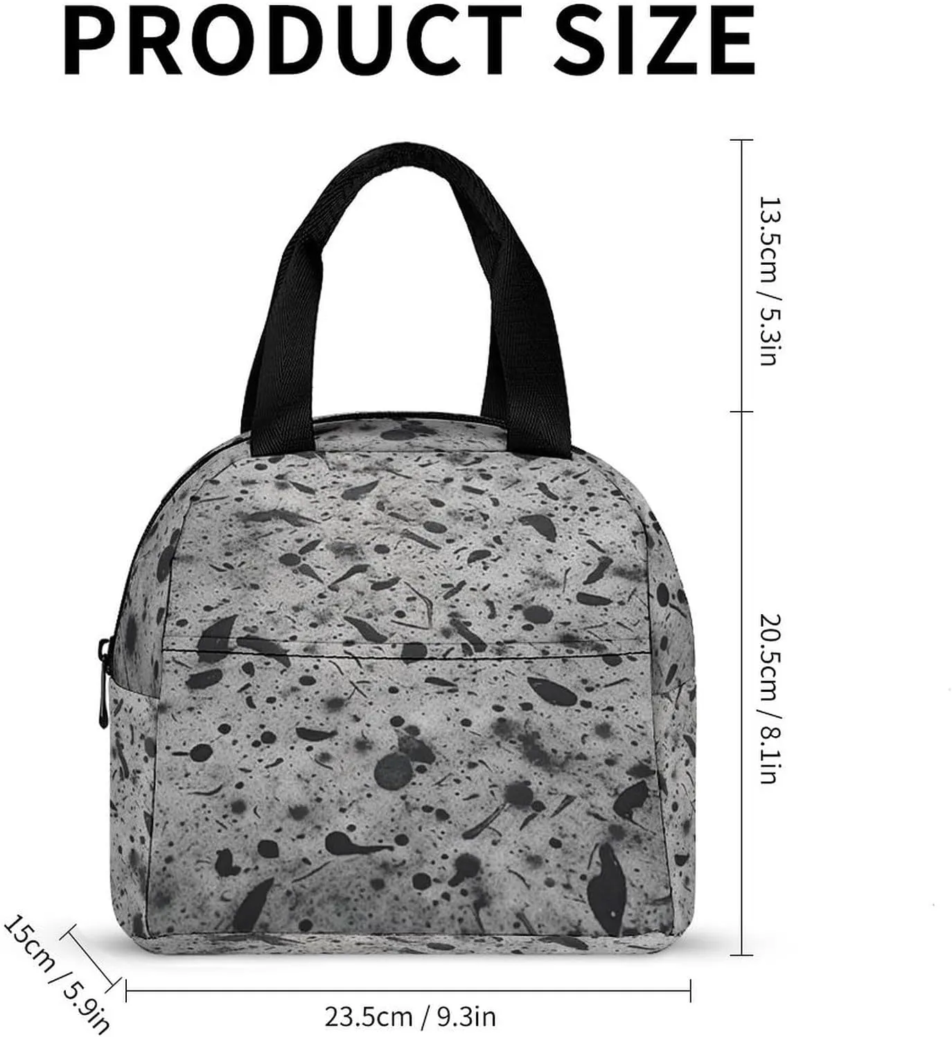 Lunch Bag for Women Men Portable Insulated Lunch Box Gray Concrete LunchBox Reusable Tote Bags for Work Picnic