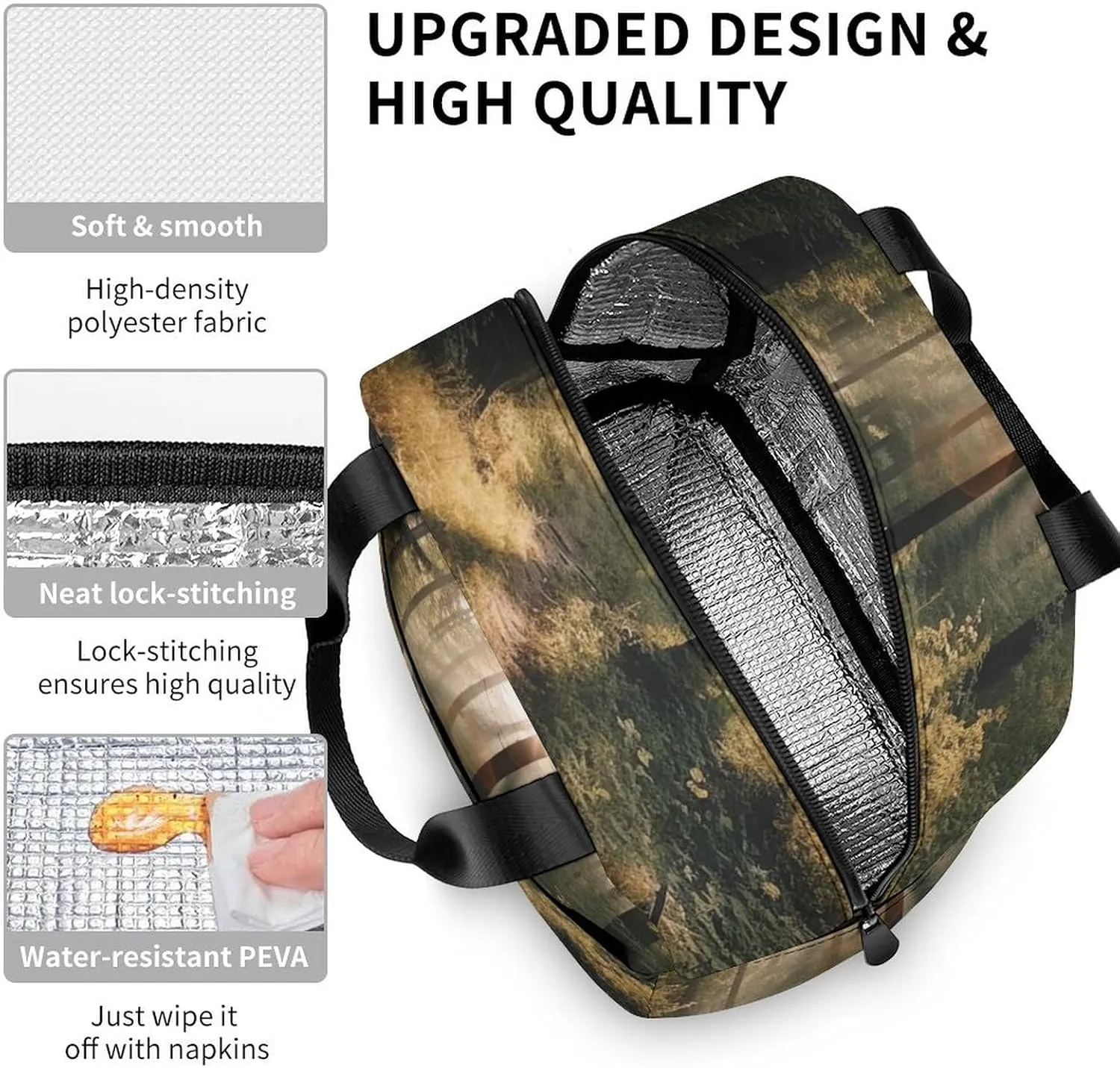Lunch Bag for Women Men Portable Insulated Lunch Box The Sun Shines on The Forest LunchBox Reusable Tote Bags for Work Picnic