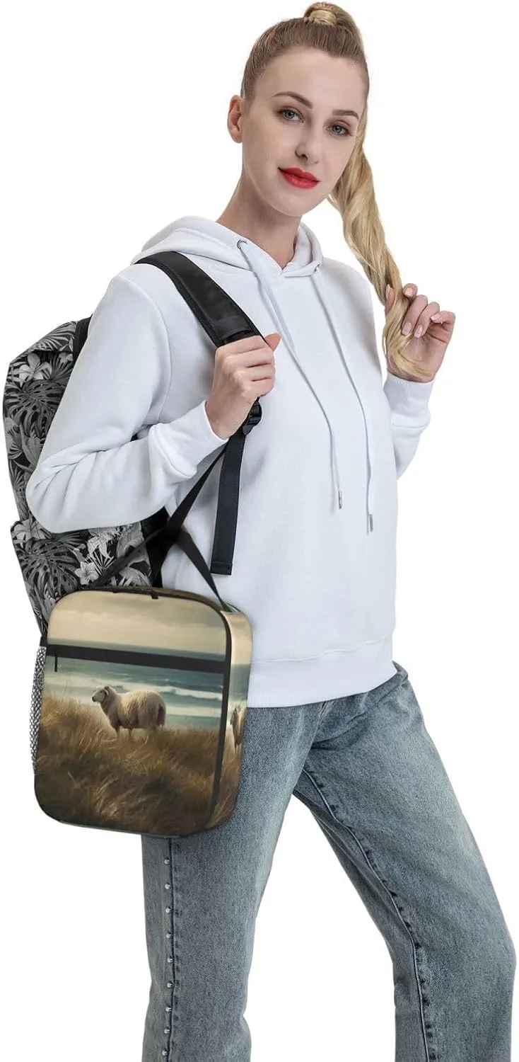Lunch Bag for Women Men Reusable Insulated Lunch box Sheep Eating Grass Cooler Bag Waterproof Lunch Tote Bags