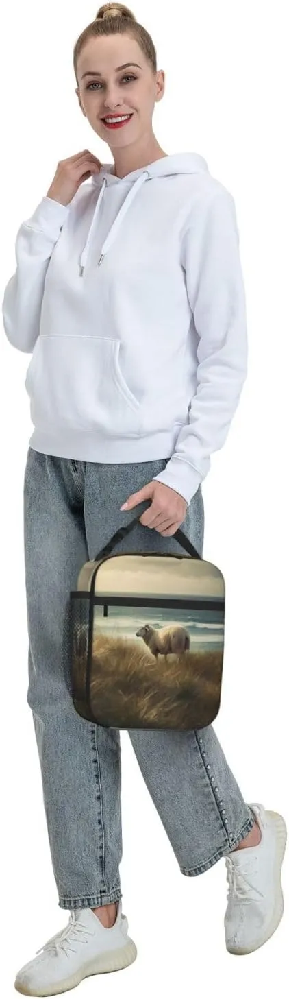 Lunch Bag for Women Men Reusable Insulated Lunch box Sheep Eating Grass Cooler Bag Waterproof Lunch Tote Bags