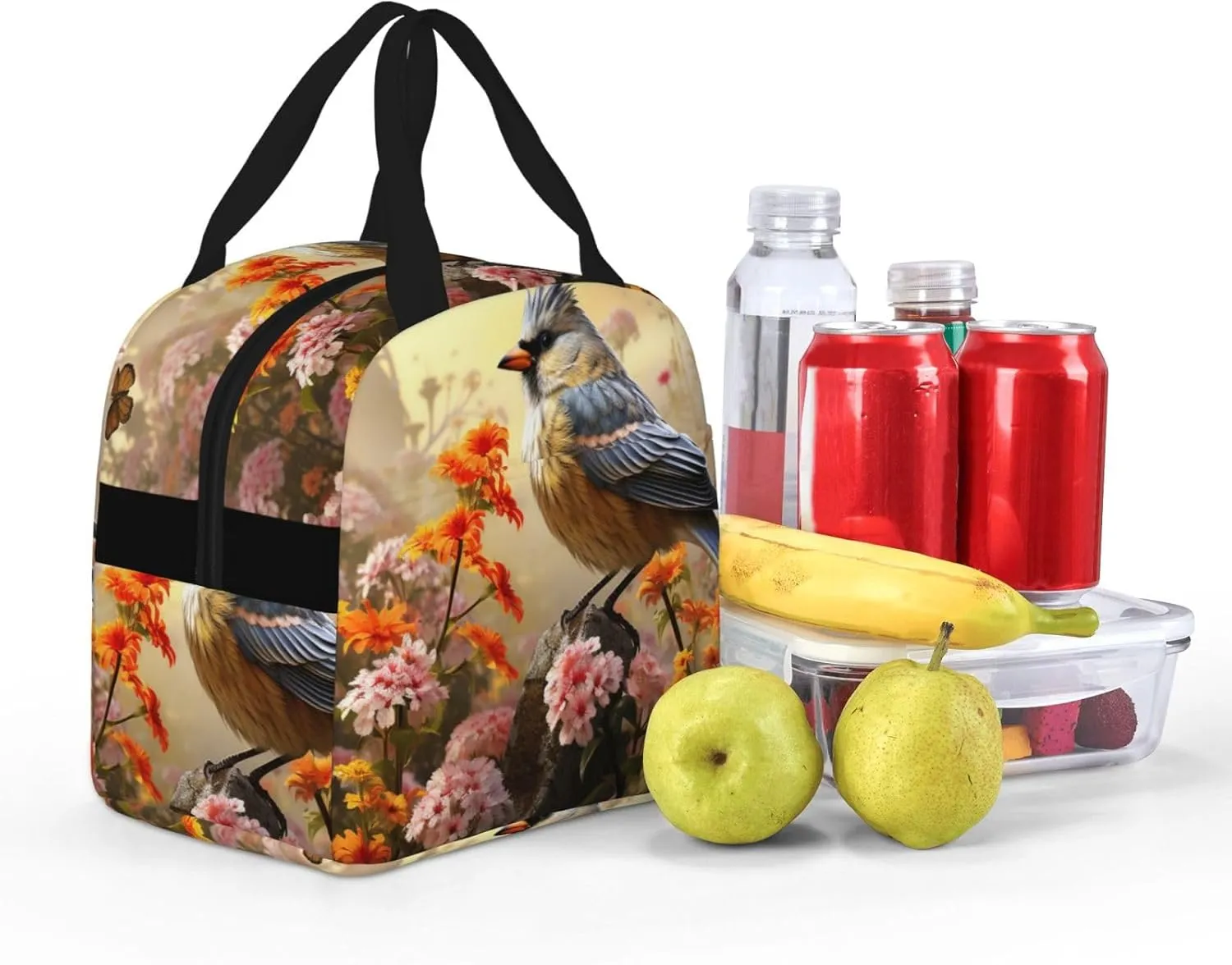 Lunch Bag for Women Men Sparrow Birds Sing LunchBox Portable Insulated Lunch Box Reusable Tote Bags for Work