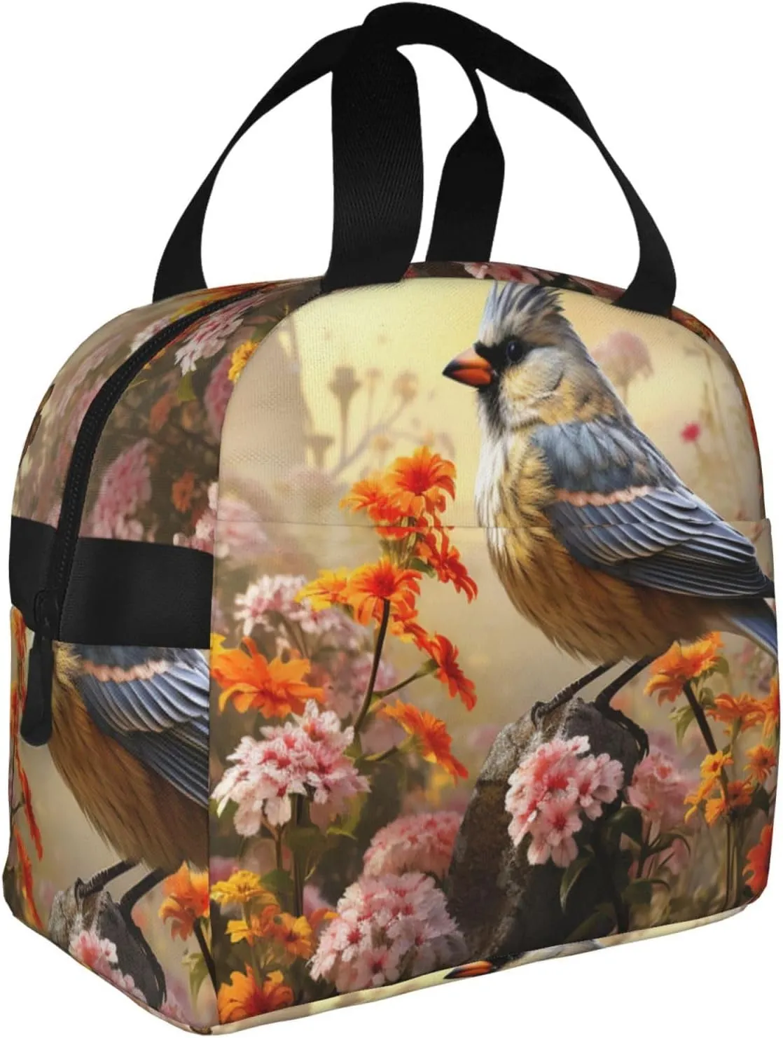 Lunch Bag for Women Men Sparrow Birds Sing LunchBox Portable Insulated Lunch Box Reusable Tote Bags for Work