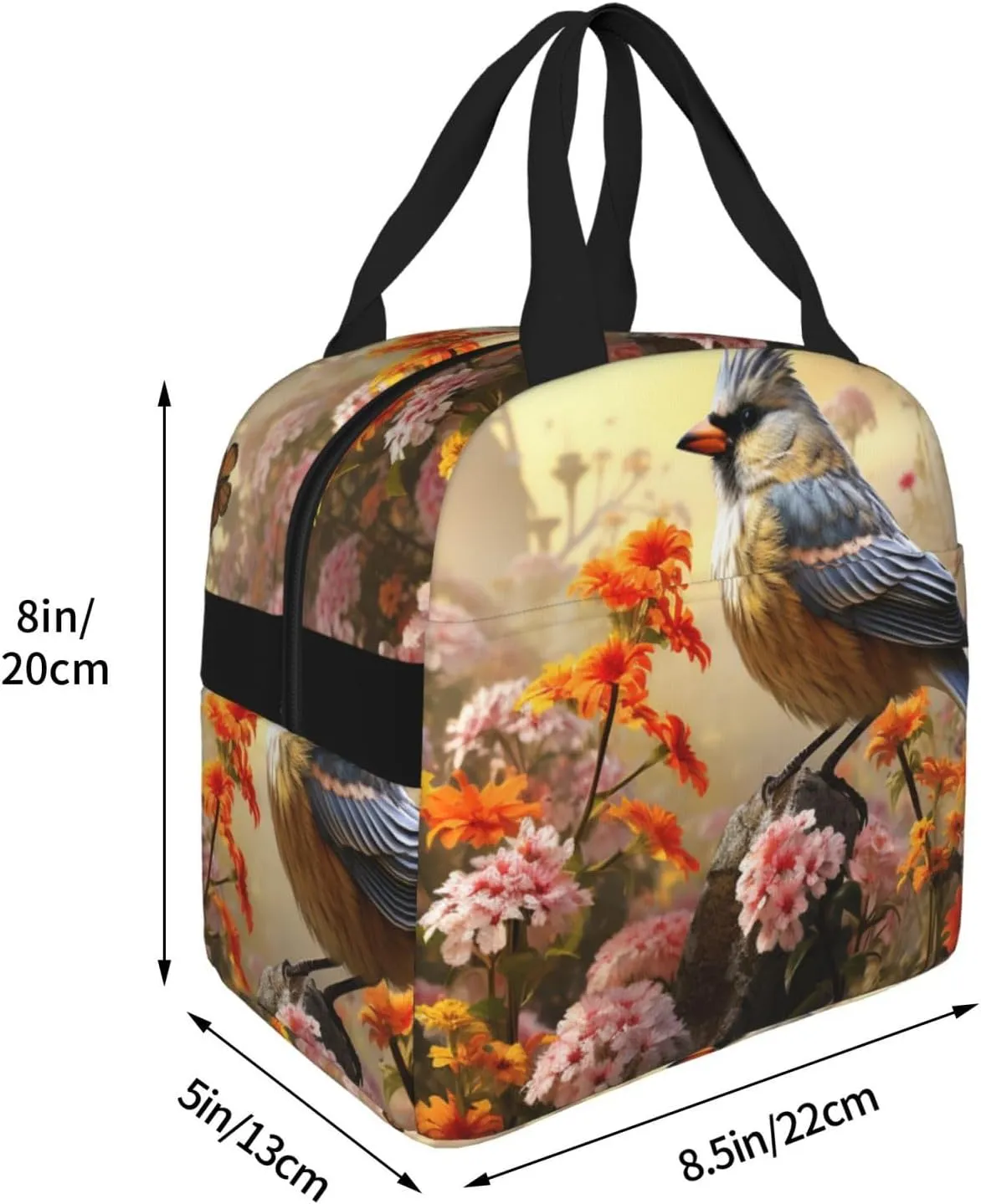 Lunch Bag for Women Men Sparrow Birds Sing LunchBox Portable Insulated Lunch Box Reusable Tote Bags for Work
