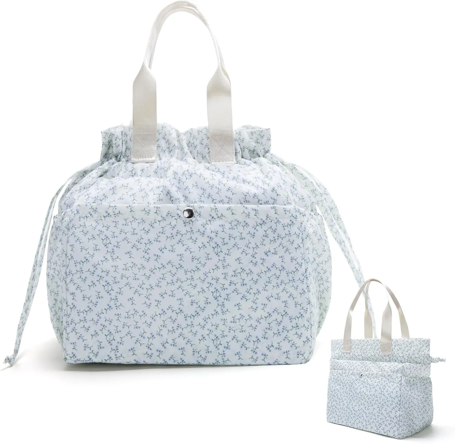 Lunch Bag for Women Reusable Drawstring Insulated Lunch Box Stain-Resistant Large Cinch Closure Lunch Bags for Work Office (lavender)