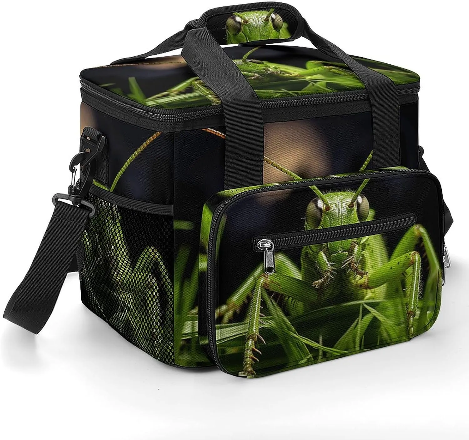 Lunch Bag Insulated Lunch Box for Women Men Cooler Bag Reusable Lunch Bag Grasshopper on Grass Lunch Tote Bag for Work