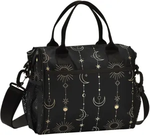 Lunch Bag Insulated Lunch Box Large Lunch Tote Bag Leakproof Lunch Cooler Bag Sun Moon Stars Witch for Men Women
