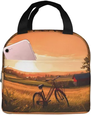 Lunch Bag Insulated Sunset Rural View Lunch Box for Women Men Reusable Lunch Tote Cooler Bag for Office Picnic