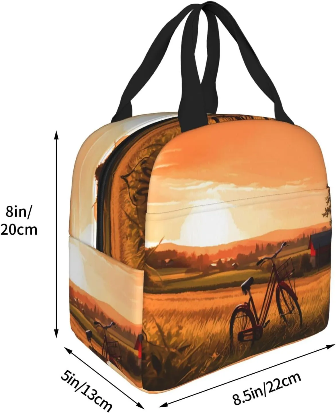 Lunch Bag Insulated Sunset Rural View Lunch Box for Women Men Reusable Lunch Tote Cooler Bag for Office Picnic