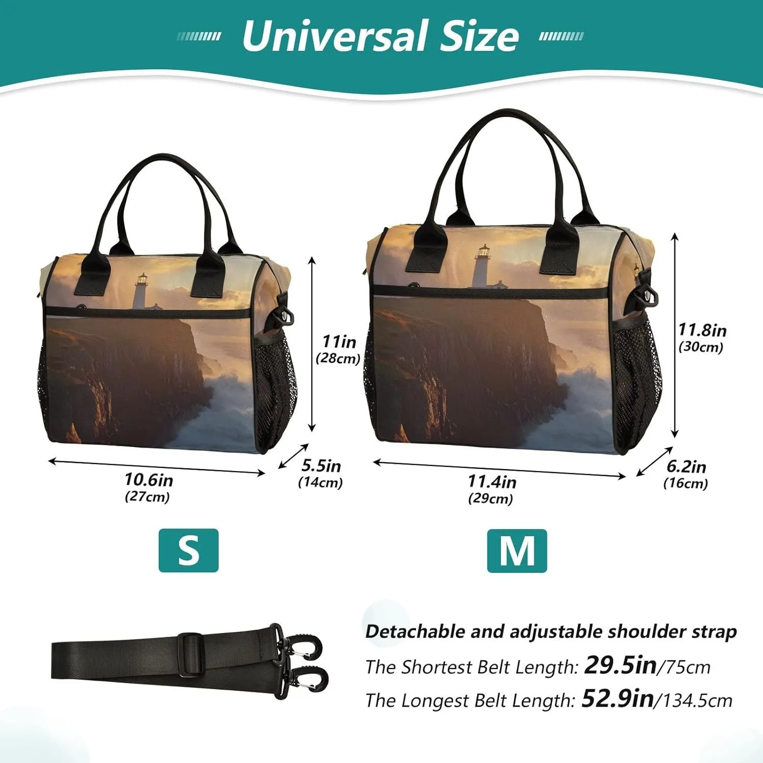 Lunch Bag Landscape Cliff Ocean Sunrise Lunch Box Cooler Bag Reusable Tote Shoulder Bag Insulated Lunch Bag for Outdoor Picnic Camping