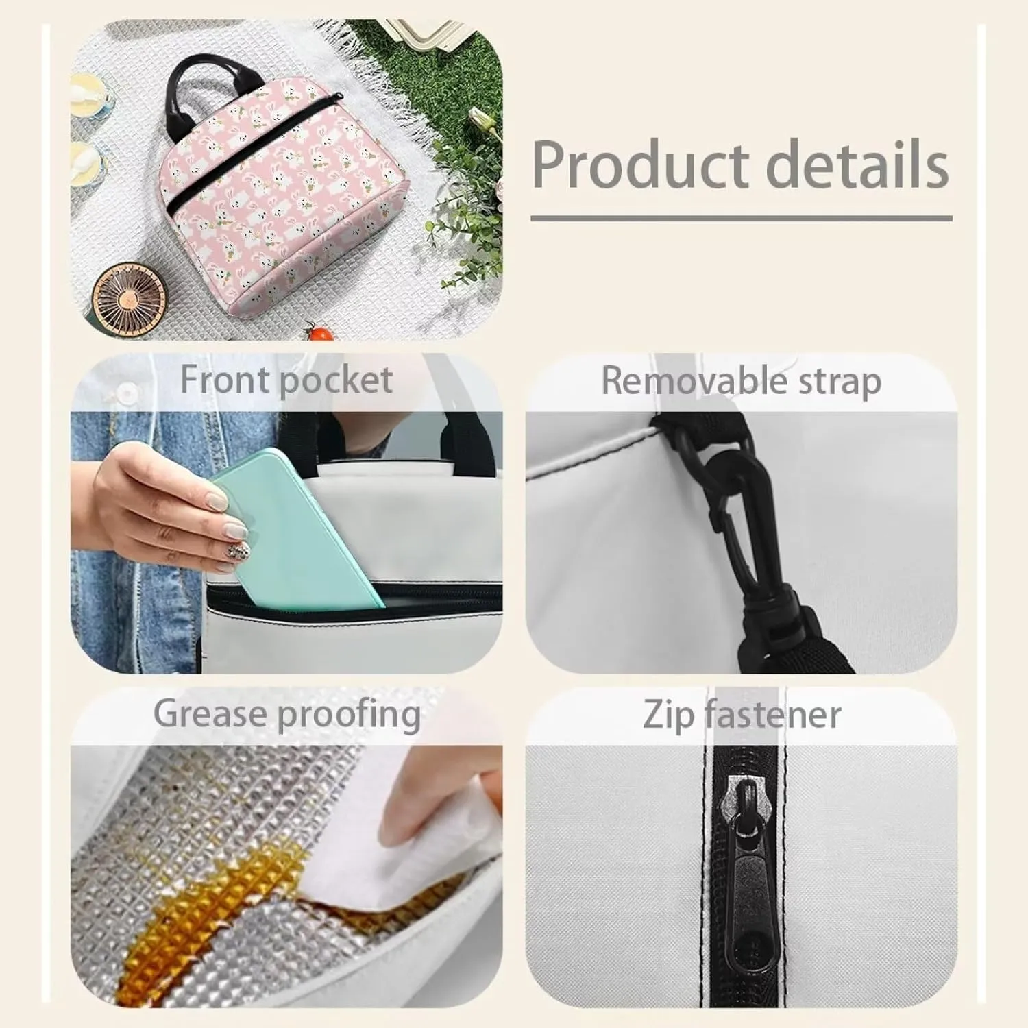 Lunch Bag Lunch Box for Women Men Reusable Insulated Lunch Tote Bag Leakproof Thermal Cooler Sack Food Handbags Case High Capacity for Travel Work School Picnic