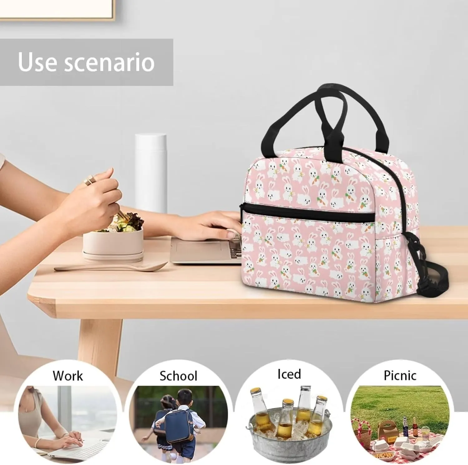 Lunch Bag Lunch Box for Women Men Reusable Insulated Lunch Tote Bag Leakproof Thermal Cooler Sack Food Handbags Case High Capacity for Travel Work School Picnic