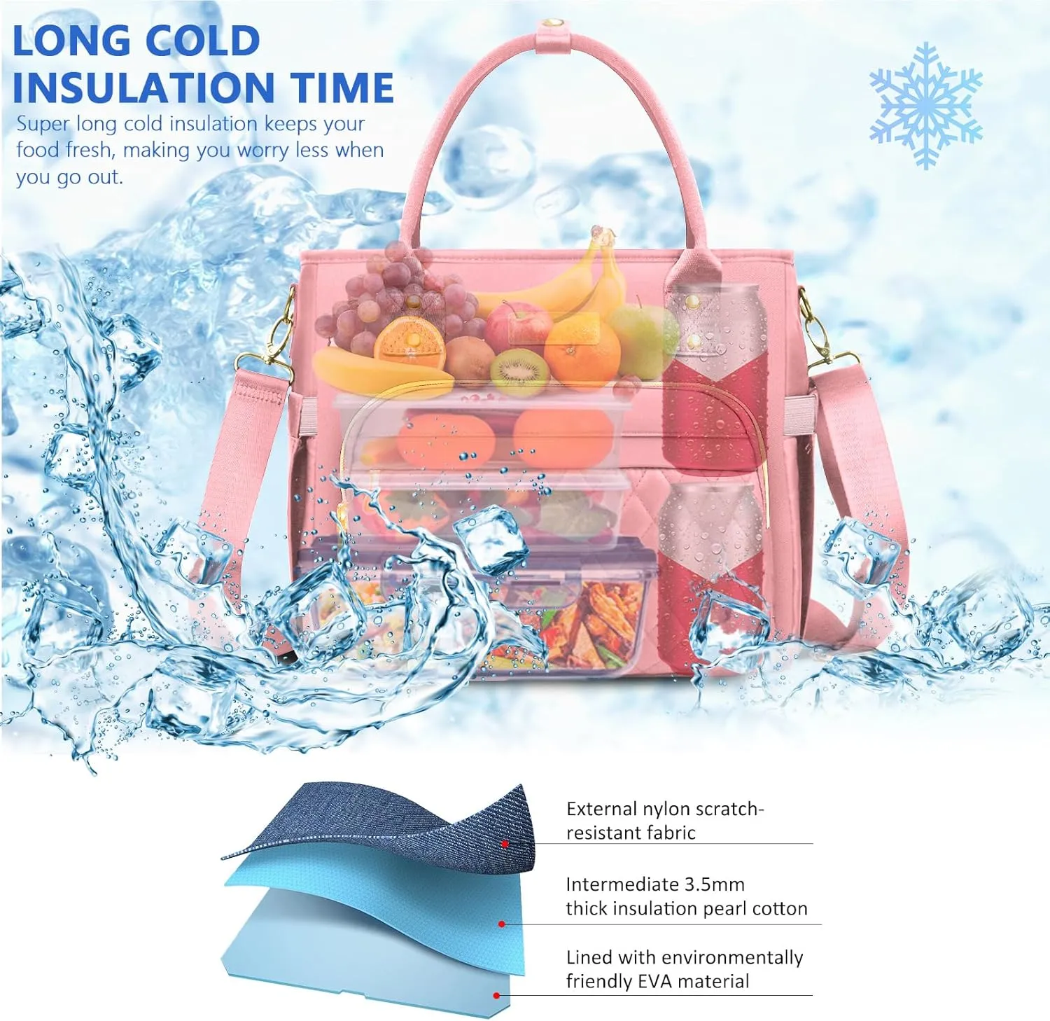 Lunch Bag Lunch Box Women - Leakproof Insulated Lunch Cooler Bag for Women - Large Lunch Tote Bags Adults, Pink