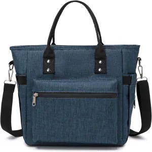 Lunch Bag Reusable For Women Thermal Food Storage Tote Bags Water Resistant Ice Cooler with Long Shoulder Strap Big Volume Lunch Boxes For Men Adult Picnic Working Outing (Navy)