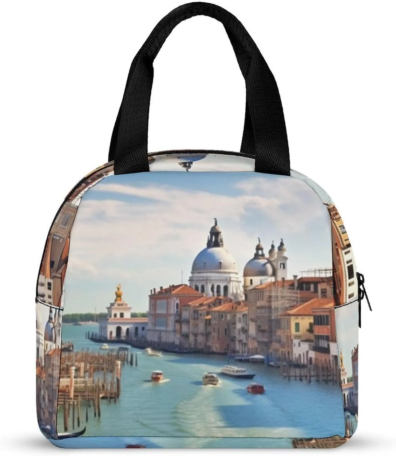 Lunch Bag Reusable Insulated Lunch Box for Women Men Leakproof Cooler Bag Grand Canal in Italy Portable Lunchbox Adults Small Lunch Tote Bag for Office Work Picnic Travel, 22*20*13cm