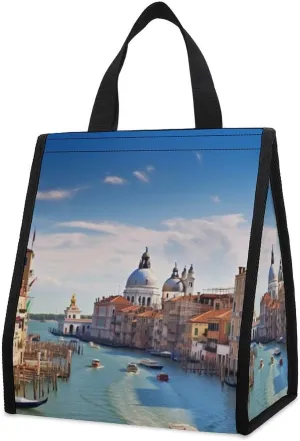 Lunch Bag Reusable Insulated Lunch Box for Women Men Leakproof Cooler Bag Grand Canal in Italy Portable Lunchbox Adults Small Lunch Tote Bag for Office Work Picnic Travel