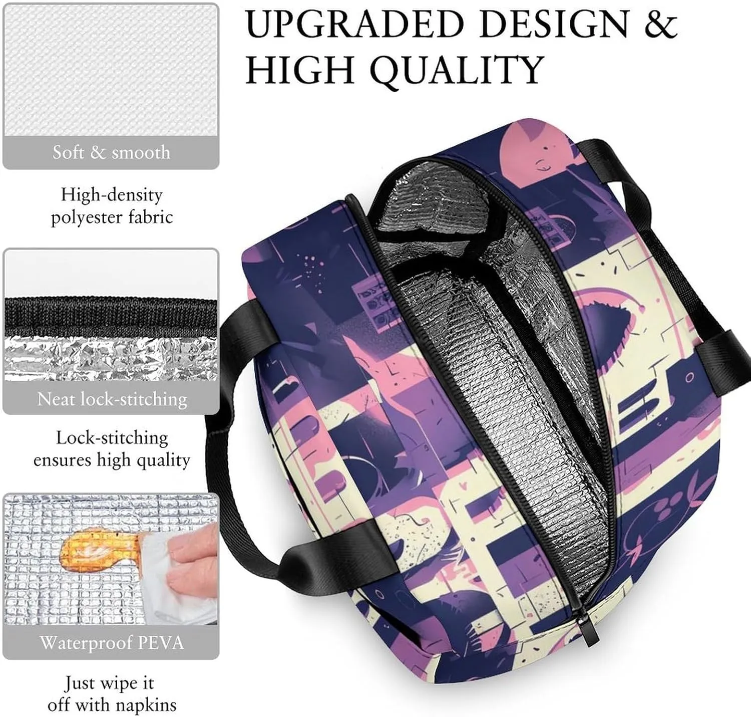 Lunch Bag Reusable Insulated Lunch Box for Women Men Leakproof Cooler Bag Traditional Architecture Portable Lunchbox Adults Small Lunch Tote Bag for Office Work Picnic Travel