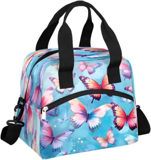 Lunch Bag Women Butterfly Insulated Lunch Bag Men Lunch Box Waterproof Thermal Cooler Tote Bags with Shoulder Strap Flock of Butterflies Lunch Tote Bag for Work, Picnic, Travel for Adult