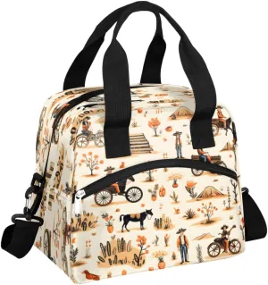 Lunch Bag Women Farmers Harvest Insulated Lunch Bag Men Lunch Box Waterproof Thermal Cooler Tote Bags with Shoulder Strap Farmland Lunch Tote Bag for Work, Picnic, Travel for Adult