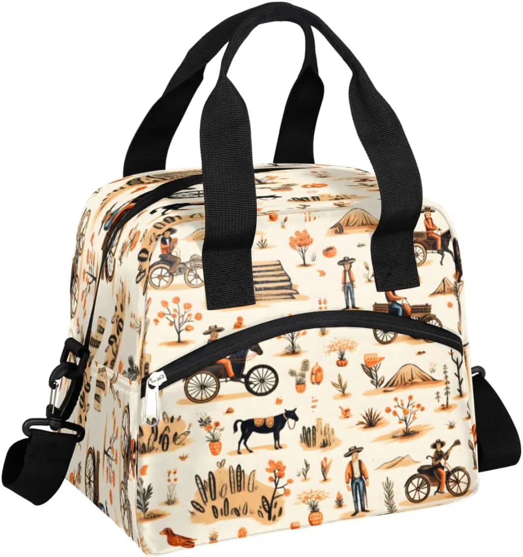 Lunch Bag Women Farmers Harvest Insulated Lunch Bag Men Lunch Box Waterproof Thermal Cooler Tote Bags with Shoulder Strap Farmland Lunch Tote Bag for Work, Picnic, Travel for Adult