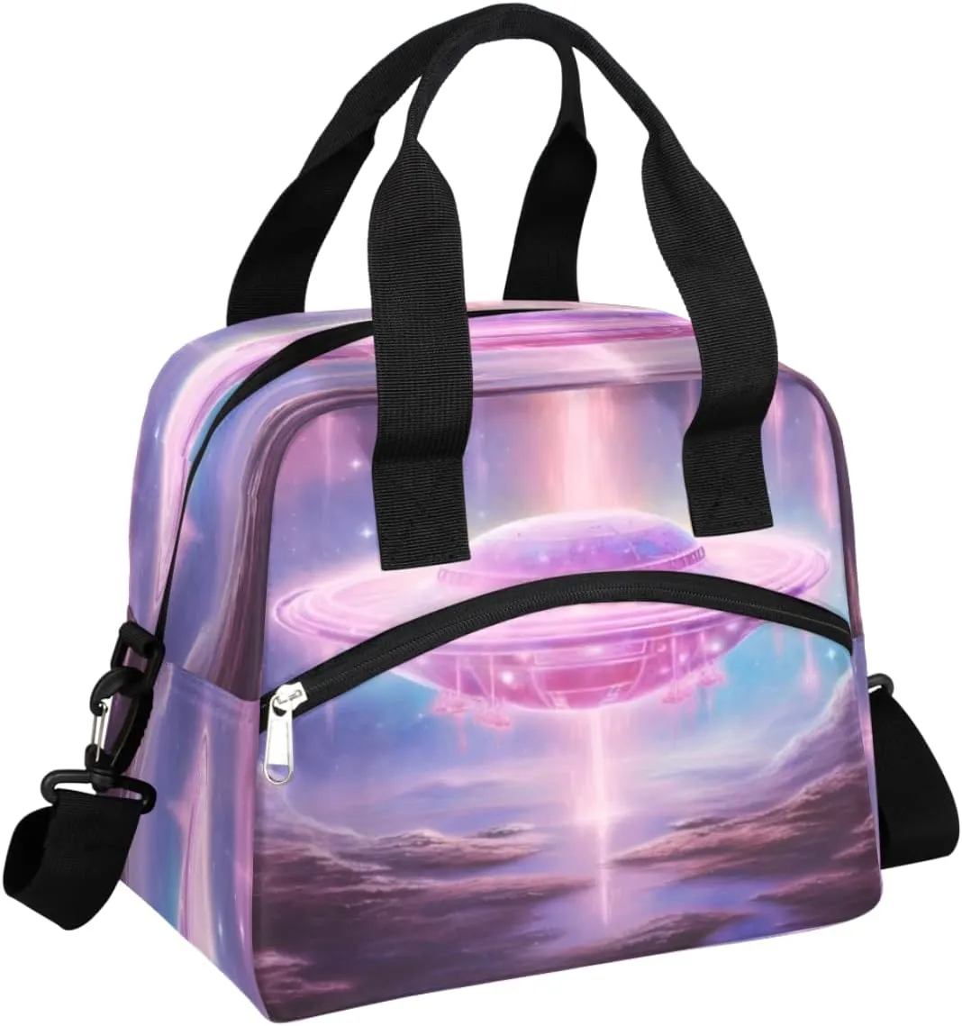 Lunch Bag Women Ufo Spacecraft Insulated Lunch Bag Men Lunch Box Waterproof Thermal Cooler Tote Bags with Shoulder Strap Lunch Tote Bag for Work, Picnic, Travel for Adult