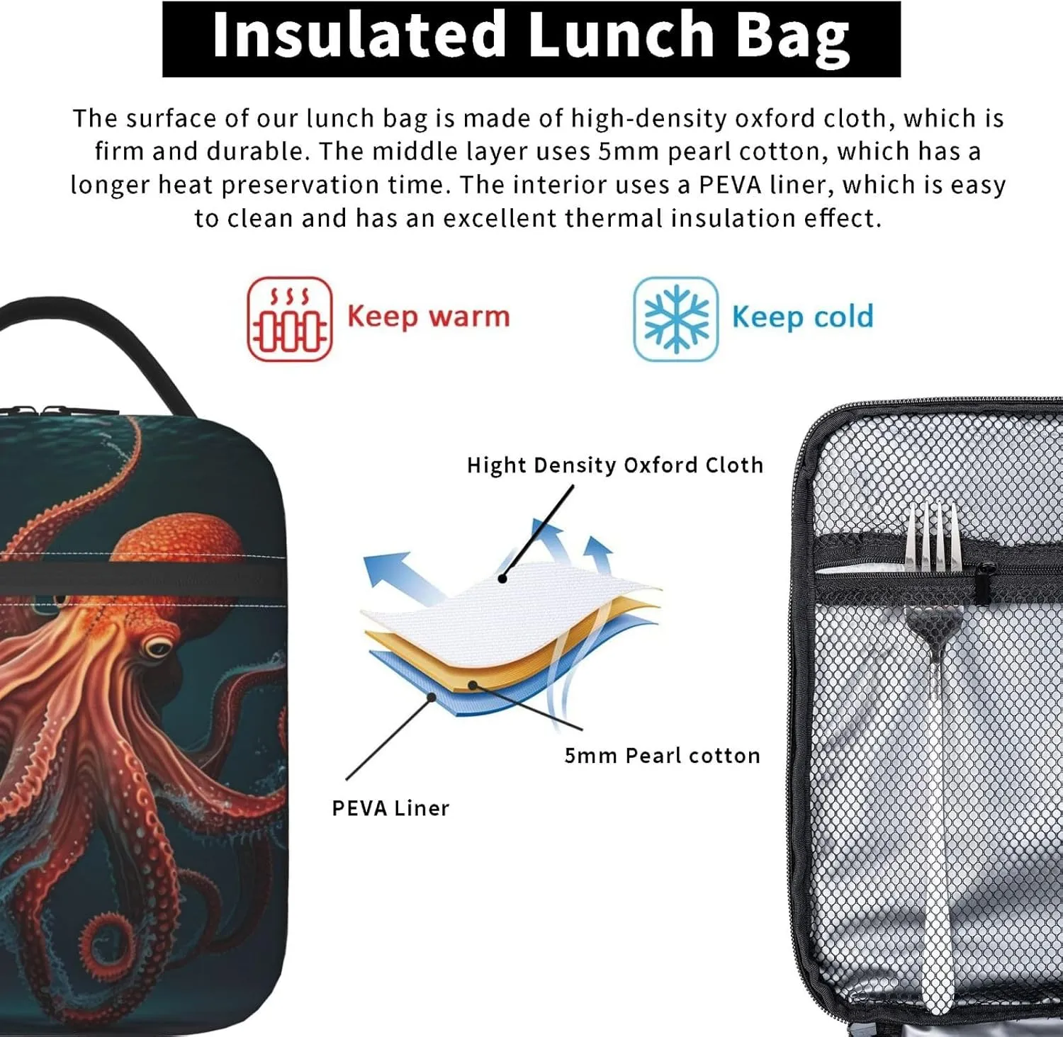 Lunch Box Bag Insulated Lunchbox Reusable Tote Thermal Cooler Portable for Women Men