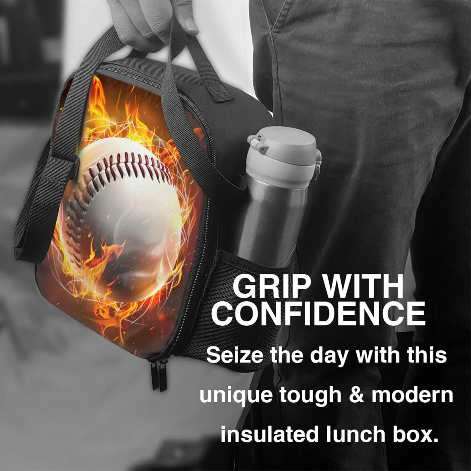 Lunch Box Baseball Lunch Bag Women Men Lunch Tote Bag Portable With Adjustable Shoulder Strap Reusable Insulated Cooler for Work Offices Camping Picnic Beach Hiking