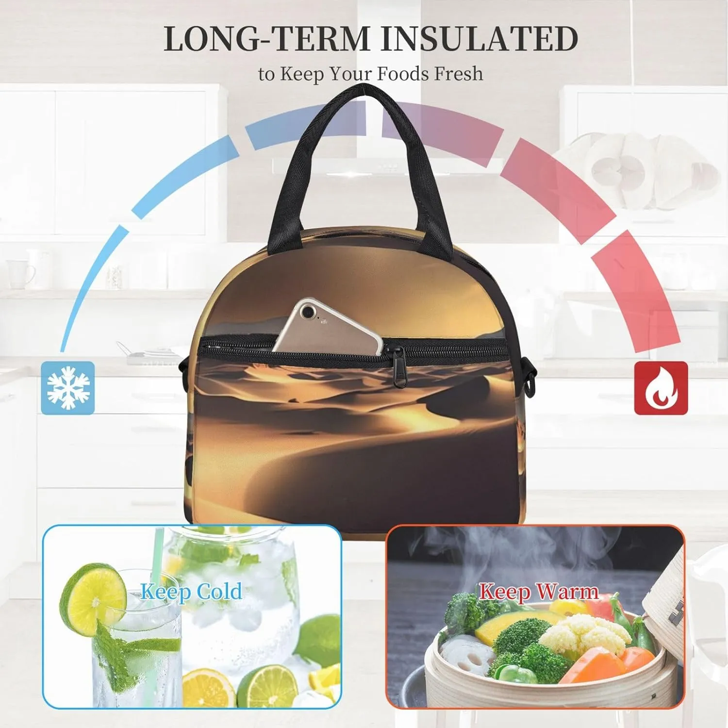 Lunch box for Women Insulated Lunch bag Sahara Desert Lunchbox for Work Picnic Portable Lunch tote
