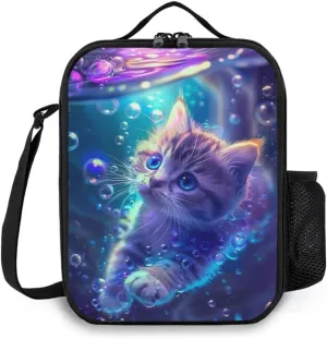 Lunch Box Insulated Lunch Bag, Reusable Portable Bento Lunchbox With Shoulder Strap, Cat Lunch Bag, Funny Cute Cooler Thermal Meal Lunch Tote Bag