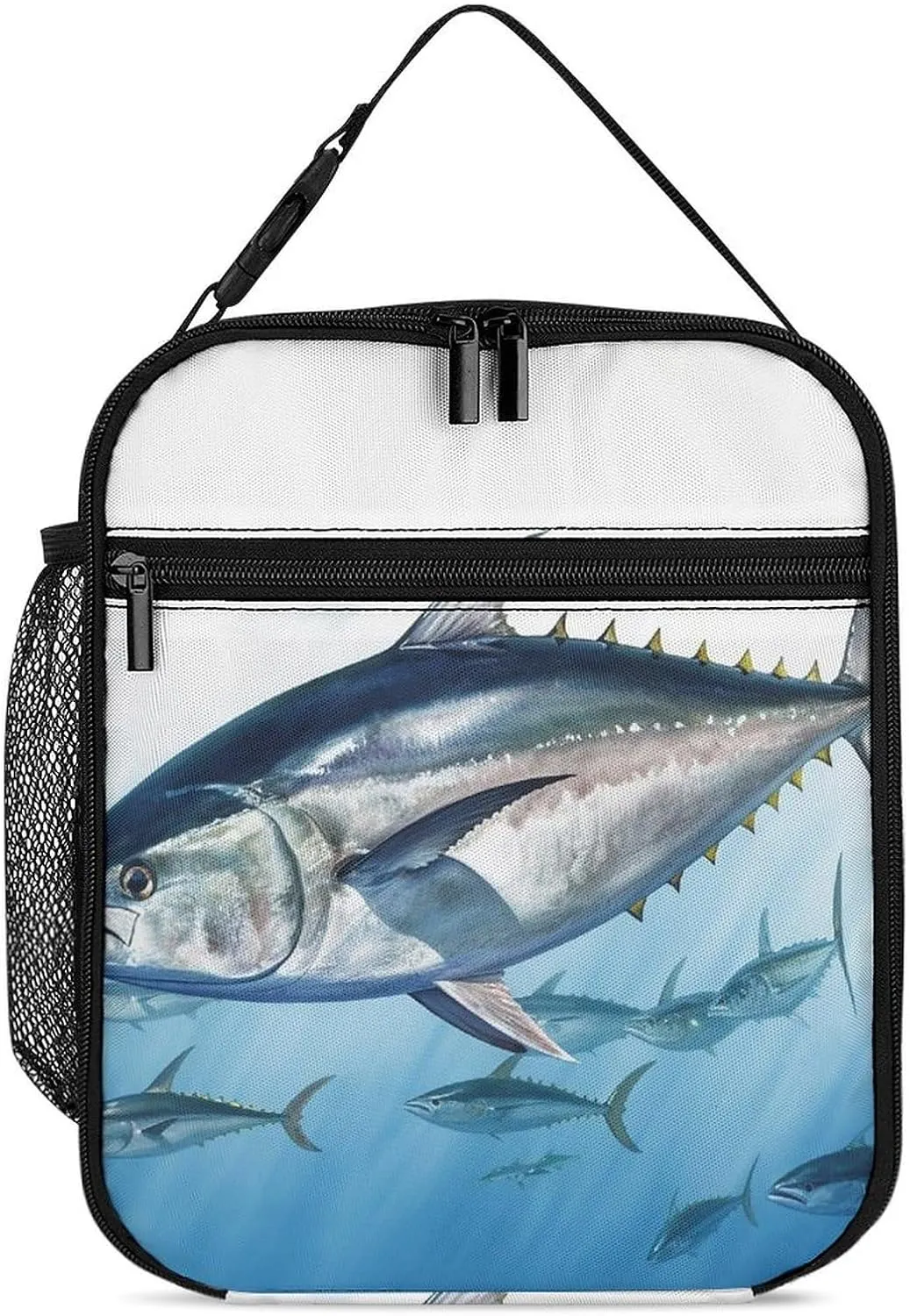 Lunch Box Lunch Bag for Women Adults Men，Reusable Cute Lunch Pail Bag - Leakproof Bluefin Tuna Thunnus Printed Lunch Tote Bags for Work, Travel, Outdoor