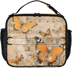 Lunch Box Vintage Scrapbook Paper Butterfly Lunch Bag for Women Men Insulated Cooler Food Lunch Containers Reusable Lunch Tote Bags for Picnic,Work 202c0995
